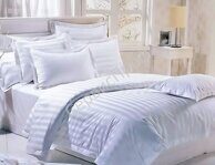 КПБ 1,5 сп. сатин 60*40 белый полоса 1*1, 3*3 см Китай