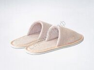 Тапочки махровые бежевый цвет Бизнес закрытый мыс плотность 230 (подошва ЭВА 5 мм)